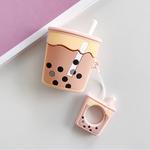 Wireless Earphones Shockproof Pearl Milk Tea Silicone Protective Case for Apple AirPods 1 / 2(Apricot)