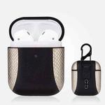 Colour-matching Flip-over Leather Earphones Shockproof Protective Case for Apple AirPods 1 / 2(Gold)
