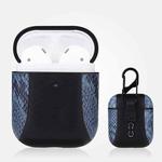 Colour-matching Flip-over Leather Earphones Shockproof Protective Case for Apple AirPods 1 / 2(Blue)