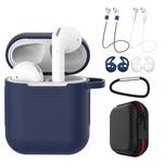 7 PCS Wireless Earphones Shockproof Silicone Protective Case for Apple AirPods 1 / 2(White Blue)