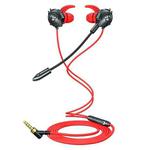 G500 3.5mm Elbow In-ear Wired Wire-control Gaming Earphone with Microphone(Red)