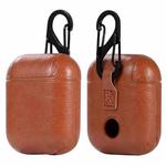 PU Leather Wireless Bluetooth Earphone Protective Case for Apple AirPods 1 / 2, with Metal Buckle(Light Brown)