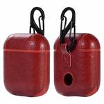 PU Leather Wireless Bluetooth Earphone Protective Case for Apple AirPods 1 / 2, with Metal Buckle(Wine Red)