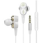 D12 1.2m Wired In Ear 3.5mm Interface Stereo Wire-Controlled HIFI Earphones Dual-motion Loop Running Game Music Headset With Packaging(White)