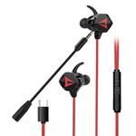 G5 Wired In Ear Type-C Interface Stereo Wire-Controlled HIFI Earphones Video Game Mobile Game Headset With Mic(Black Red)