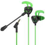 G9 1.2m Wired In Ear 3.5mm Interface Stereo Wire-Controlled HIFI Earphones Video Game Mobile Game Headset With Mic (Green)