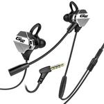 G10 1.2m Wired In Ear 3.5mm Interface Stereo Wire-Controlled HIFI Earphones Video Game Mobile Game Headset With Mic Deluxe Edition (Black Silver)