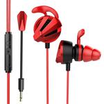 G12 1.2m Wired In Ear 3.5mm Interface Stereo Wire-Controlled + Detachable HIFI Earphones Video Game Mobile Game Headset With Mic(Red)