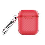 Carbon Fiber Texture TPU + PC Earphones Shockproof Protective Case for Apple AirPods 1 / 2(Red)