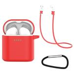 For Huawei Honor FlyPods / FlyPods Pro / FreeBuds2 / FreeBuds 3 in 1 Earphone Silicone Protective Case + Anti-lost Rope + Hook Set(Red)