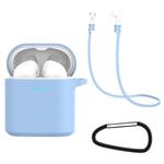 For Huawei Honor FlyPods / FlyPods Pro / FreeBuds2 / FreeBuds 3 in 1 Earphone Silicone Protective Case + Anti-lost Rope + Hook Set(Sky Blue)