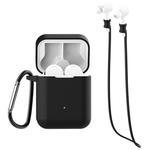For Xiaomi Air 3 in 1 Earphone Silicone Protective Case + Anti-lost Rope + Hook Set(Black)