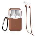For Xiaomi Air 3 in 1 Earphone Silicone Protective Case + Anti-lost Rope + Hook Set(Coffee)