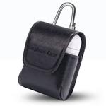 For Apple AirPods 1 / 2 PU Leather Waterproof Anti-drop Magnetic Closure Bluetooth Earphone Protection Cover, with Hook(Black)