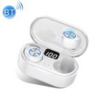 TW80 Bluetooth 5.0 LED Digital Display Wireless Bluetooth Earphone (White)
