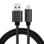 3A Woven Style Metal Head 8 Pin to USB Charge Data Cable, Cable Length: 1m(Black)