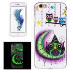 For iPhone 6 & 6s Noctilucent Moon And Owls Pattern IMD Workmanship Soft TPU Back Cover Case