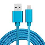 3A Woven Style Metal Head 8 Pin to USB Charge Data Cable, Cable Length: 2m(Blue)