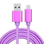 3A Woven Style Metal Head 8 Pin to USB Charge Data Cable, Cable Length: 2m(Purple)