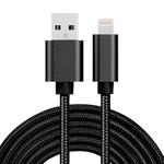 3m 3A Woven Style Metal Head 8 Pin to USB Data / Charger Cable(Black)