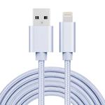 3m 3A Woven Style Metal Head 8 Pin to USB Data / Charger Cable(Silver)