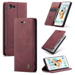 CaseMe-013 Multifunctional Retro Frosted Horizontal Flip Leather Case for iPhone 6 / 6s, with Card Slot & Holder & Wallet(Wine Red)