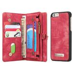 CaseMe for iPhone 6 & 6s Multifunctional Leather Billfold with Detachable Magnetic PC Back Protective Case & 10 Card Slots & 3 Cash Slots & 2 Photo Frames & 1 Zipper Wallet & 3 Magnetic Clasps & Holder(Red)