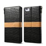 Splicing Color Crocodile Texture PU Horizontal Flip Leather Case for iPhone 6 / 6s, with Wallet & Holder & Card Slots & Lanyard (Black)