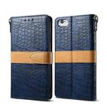 Splicing Color Crocodile Texture PU Horizontal Flip Leather Case for iPhone 6 / 6s, with Wallet & Holder & Card Slots & Lanyard (Blue)