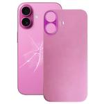 For iPhone 16 Easy Replacement Big Camera Hole Glass Back Battery Cover(Pink)