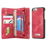 CaseMe for iPhone 6 Plus & 6s Plus Multifunctional Leather Billfold with Detachable Magnetic PC Back Protective Case & 10 Card Slots & 3 Cash Slots & 2 Photo Frames & 1 Zipper Wallet & 3 Magnetic Clasps & Holder(Red)