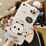For iPhone 6 Plus & 6s Plus Three Pandas Pattern 3D Lovely Papa Panda Dropproof Protective Back Cover Case