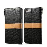Splicing Color Crocodile Texture PU Horizontal Flip Leather Case for iPhone 6 Plus / 6s Plus, with Wallet & Holder & Card Slots & Lanyard (Black)