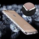 For iPhone 6 & 6s Diamond Bling Luxury Plating PC Frame Transparent TPU Protective Case(Silver)