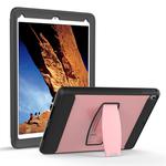 For iPad 9.7 (2018) & iPad 9.7 (2017)  PC+Silicone Shock Resistant Protective Back Cover Case With Holder(Pink)