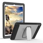 For iPad 9.7 (2018) & iPad 9.7 (2017)  PC+Silicone Shock Resistant Protective Back Cover Case With Holder(Silver)