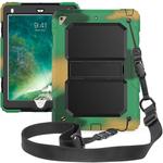 Shockproof PC + Silica Gel Protective Case for iPad 9.7 (2018), with Holder & Shoulder Strap(Camouflage)