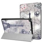 For iPad 9.7 (2018) & iPad 9.7 (2017) Cross Texture Painting Tower Pattern Horizontal Flip Leather Case with Three-folding Holder