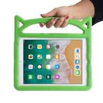 For iPad 9.7 (2018) & iPad 9.7 (2017) & iPad Air & iPad Air 2 Universal Cat Ear Shaped EVA Bumper Protective Case with Handle & Holder(Green)