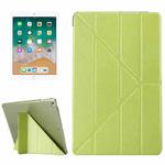 For iPad 9.7 (2018) & iPad 9.7 (2017) & iPad Air Silk Texture Horizontal Deformation Flip Leather Case with Three-folding Holder(Green)