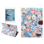 For New iPad 9.7 inch iPad air (IPAD5) & IPAD air2 (IPAD6) Universal Flower Pattern Cloth Surface Horizontal Flip Leather Protective Case with Holder & Card Slots & Wallet & Sleep(Blue)