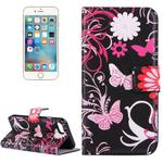 For  iPhone 8 & 7  Black Butterfly Pattern Leather Case with Holder & Card Slots & Wallet 