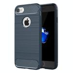 For  iPhone 8 & 7  Brushed Texture Fiber TPU Rugged Armor Protective Case(Dark Blue)