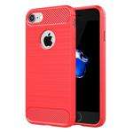 For  iPhone 8 & 7  Brushed Texture Fiber TPU Rugged Armor Protective Case(Red)