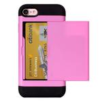 For  iPhone 8 & 7  Slide Style TPU + PC Combination Case with Card Slot(Pink)
