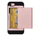 For  iPhone 8 & 7  Slide Style TPU + PC Combination Case with Card Slot(Rose Gold)