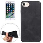 For  iPhone 8 & 7  Crazy Horse Texture Leather Surface Soft TPU Protective Back Case(Black)