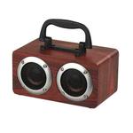 W5B Wooden Portable Dual Horn Stereo Bluetooth Speaker with Phone Holder, Support TF Card / AUX (Red)