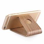 JS01 Wooden Desktop Phone Holder Universal Curved Wood Support Frame For Tablet Phones (Walnut)