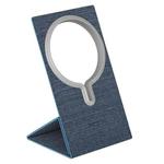 ROCK RPH0969 PU Leather Carbon Fiber MagSafe Magnetic Wireless Charger Folding Stand for iPhone 12 Series (Blue)